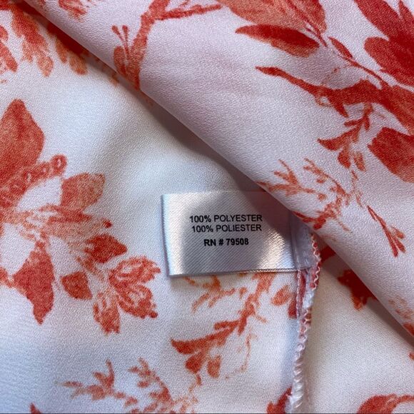 Violet + Claire Floral Orange/White Semi-Sheer Blouse Size XL - Picture 5 of 10